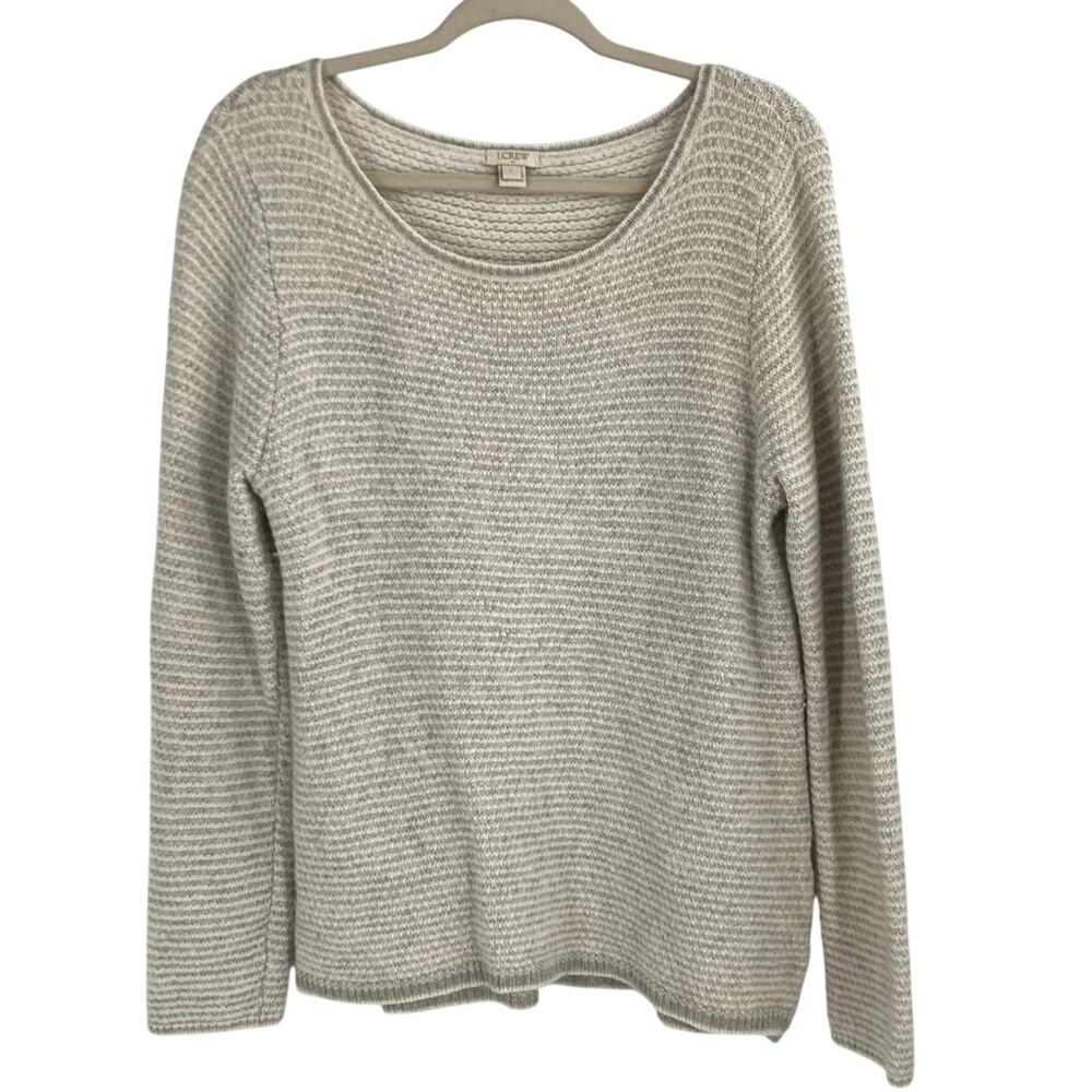 J.Crew Textured Crewneck Cream Merino Wool Blend Sweater Women’s Large